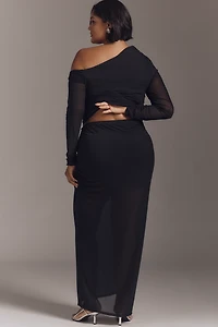 By Anthropologie Ruched Side-Slit Maxi Skirt