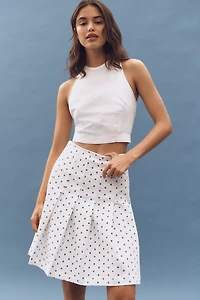 DL1961 Pleated Denim A-Line Knee-Length Skirt