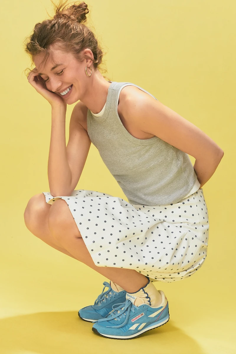 DL1961 Pleated Denim A-Line Knee-Length Skirt