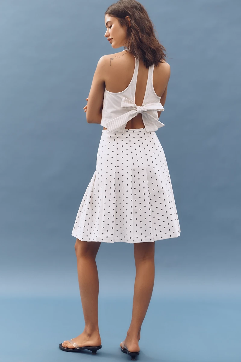 DL1961 Pleated Denim A-Line Knee-Length Skirt