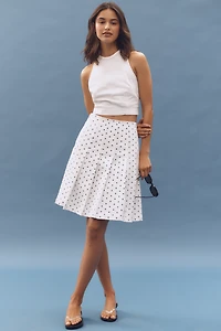 DL1961 Pleated Denim A-Line Knee-Length Skirt