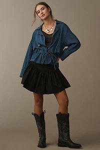 Maeve Basque-Waist Flirty Mini Skirt