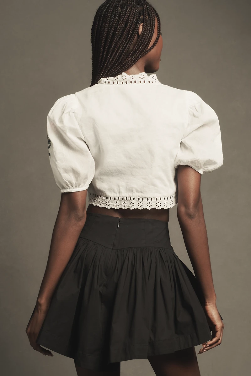 Maeve Basque-Waist Flirty Mini Skirt