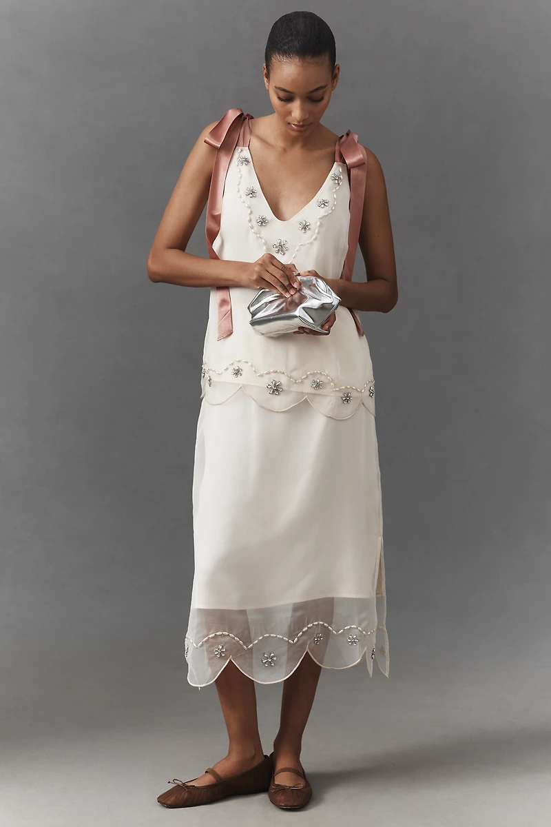 By Anthropologie Crystal-Encrusted Midi Skirt