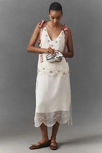 By Anthropologie Crystal-Encrusted Midi Skirt