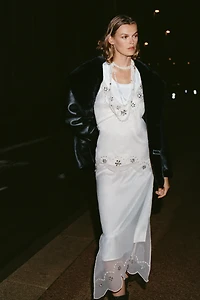 By Anthropologie Crystal-Encrusted Midi Skirt