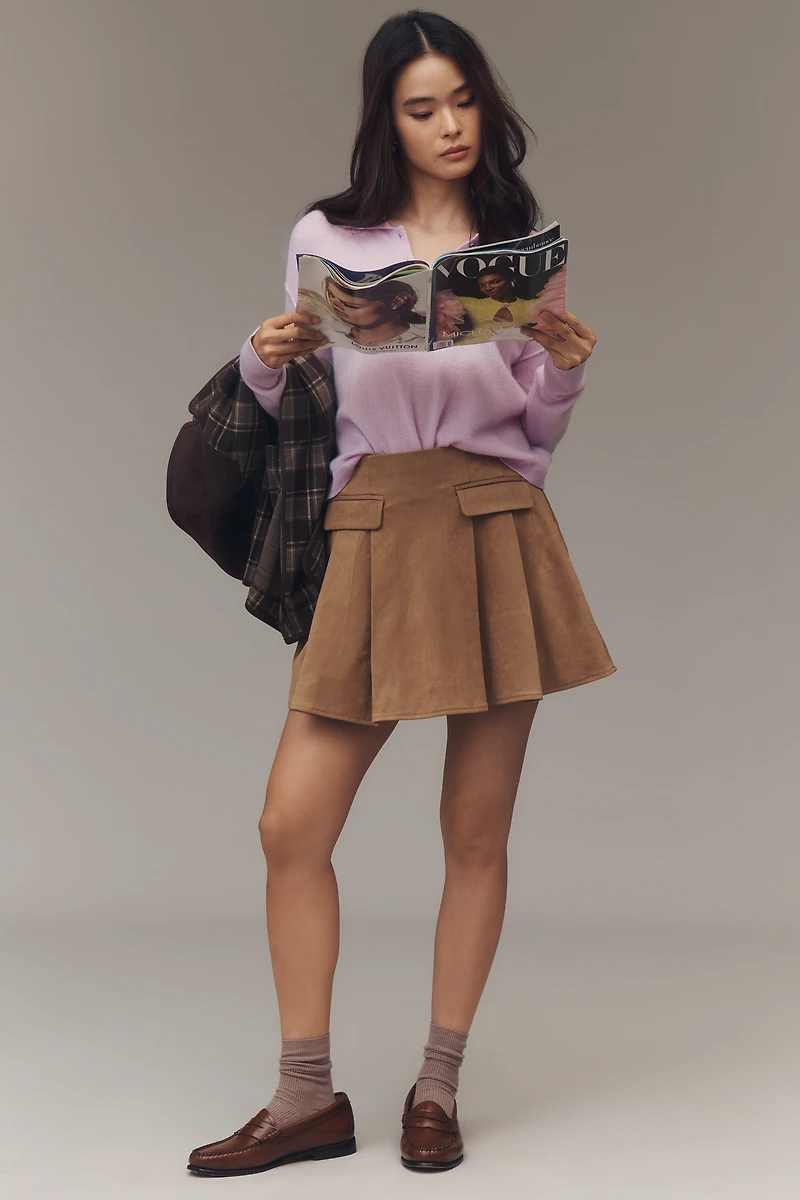 Madison & Laurel Faux-Suede Pleated Mini Skirt