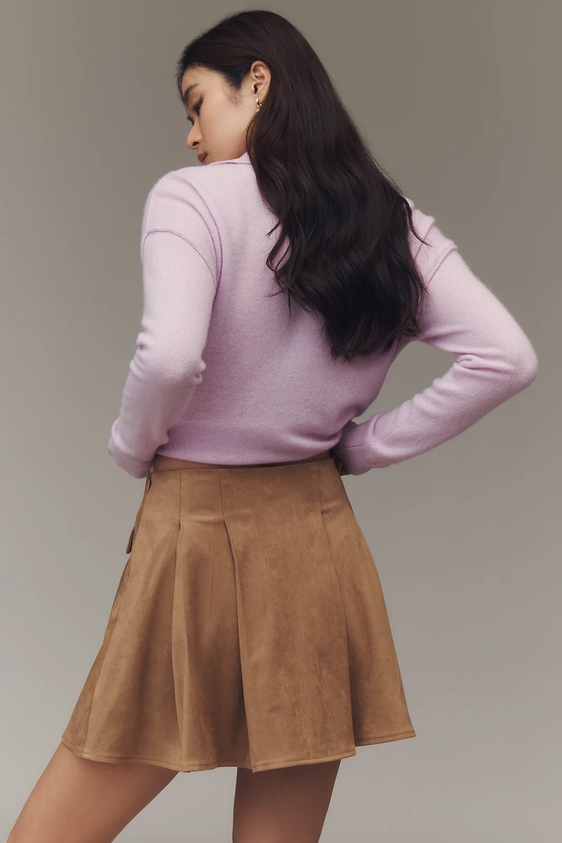 Madison & Laurel Faux-Suede Pleated Mini Skirt