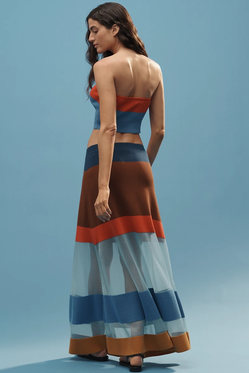 Maeve Striped Sheer Maxi Skirt