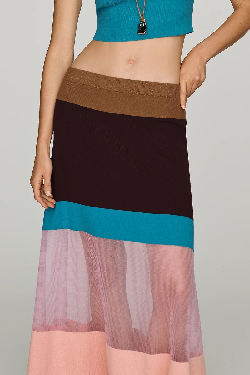Maeve Striped Sheer Maxi Skirt