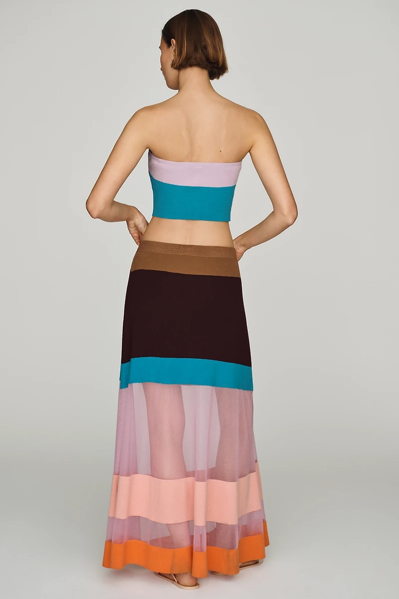 Maeve Striped Sheer Maxi Skirt