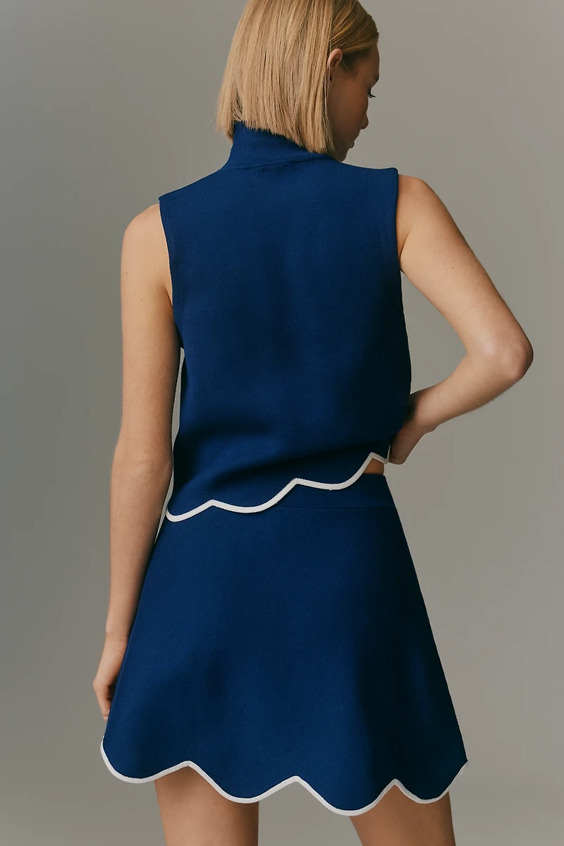 Maeve Scalloped-Hem Sweater Mini Skirt
