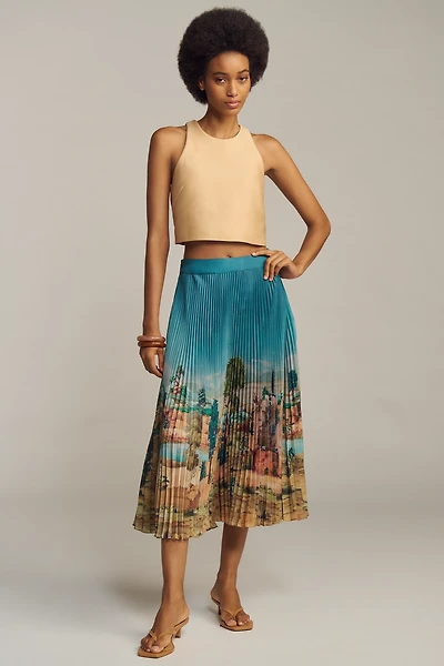 Ranna Gill Tuscany Pleated Midi Skirt