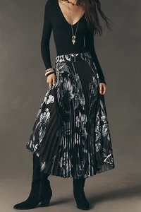 Ranna Gill Pleated A-Line Midi Skirt