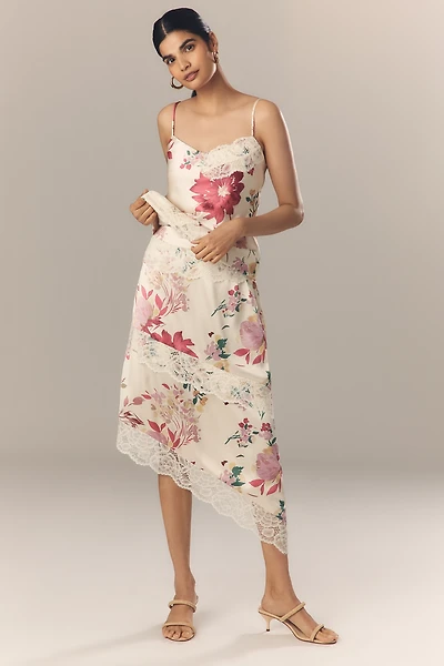 Elliatt Rosalina Asymmetric Satin Midi Skirt