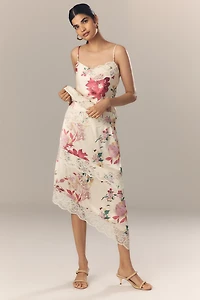 Elliatt Rosalina Asymmetric Satin Midi Skirt
