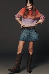 Bl-nk Rain or Shine Ruffled Denim Mini Skirt