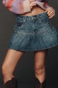 Bl-nk Rain or Shine Ruffled Denim Mini Skirt