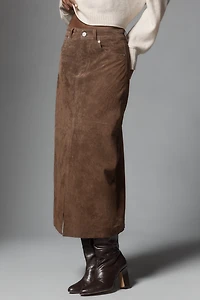 Bl-nk Black Coffee Leather Midi Skirt