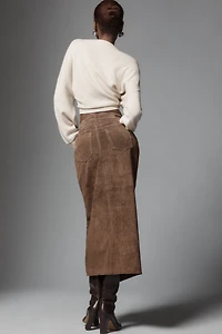 Bl-nk Black Coffee Leather Midi Skirt