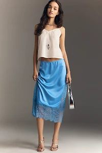 Bl-nk Cinzia Laced Satin Midi Skirt