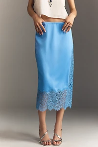 Bl-nk Cinzia Laced Satin Midi Skirt