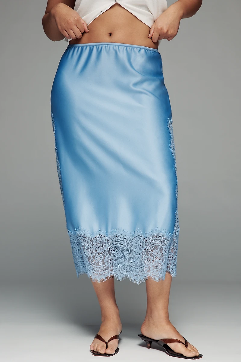 Bl-nk Cinzia Laced Satin Midi Skirt