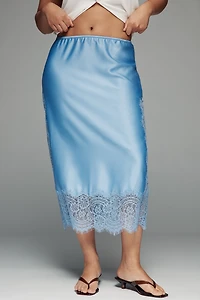 Bl-nk Cinzia Laced Satin Midi Skirt