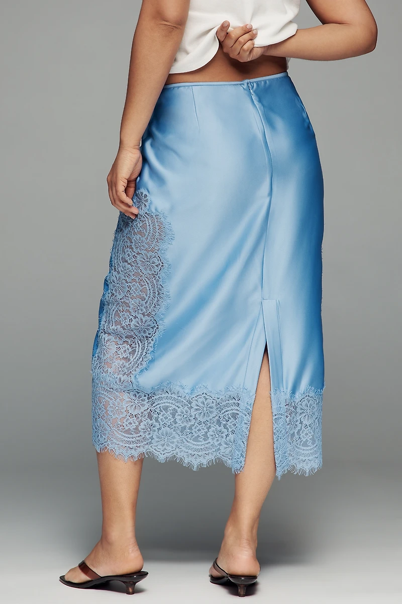 Bl-nk Cinzia Laced Satin Midi Skirt