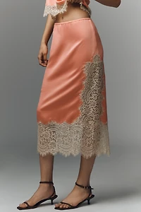 Bl-nk Cinzia Laced Satin Midi Skirt