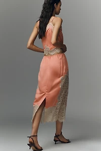 Bl-nk Cinzia Laced Satin Midi Skirt