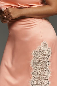 Bl-nk Cinzia Laced Satin Midi Skirt