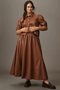 Maeve Faux-Leather Full Maxi Skirt