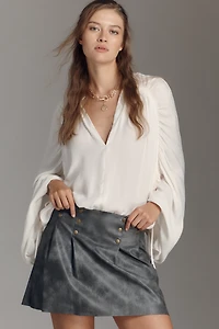 By Anthropologie Faux-Leather Studded Mini Skirt