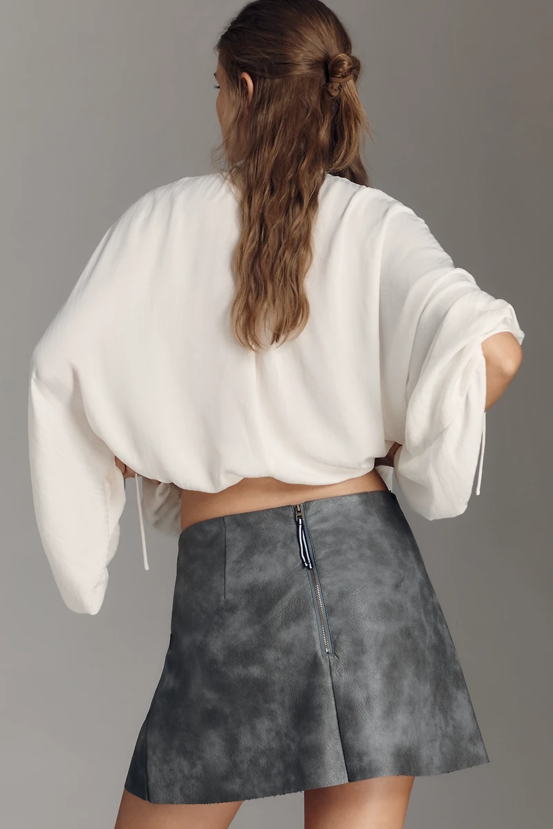 By Anthropologie Faux-Leather Studded Mini Skirt