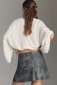 By Anthropologie Faux-Leather Studded Mini Skirt