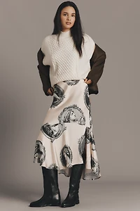 Maeve Bias-Cut Satin Midi Skirt