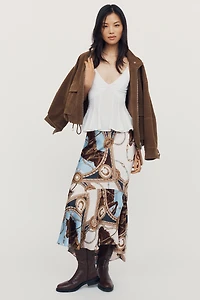 Maeve Bias-Cut Satin Midi Skirt