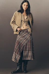 By Anthropologie Asymmetric Hardware Wrap Midi Skirt