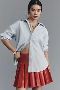 Maeve Patent Faux-Leather Pleated Mini Skirt