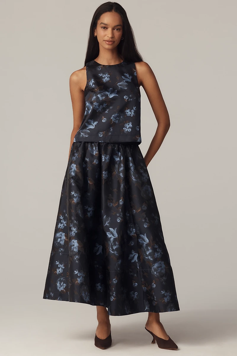 The Jacie Poplin Printed Maxi Skirt by Maeve