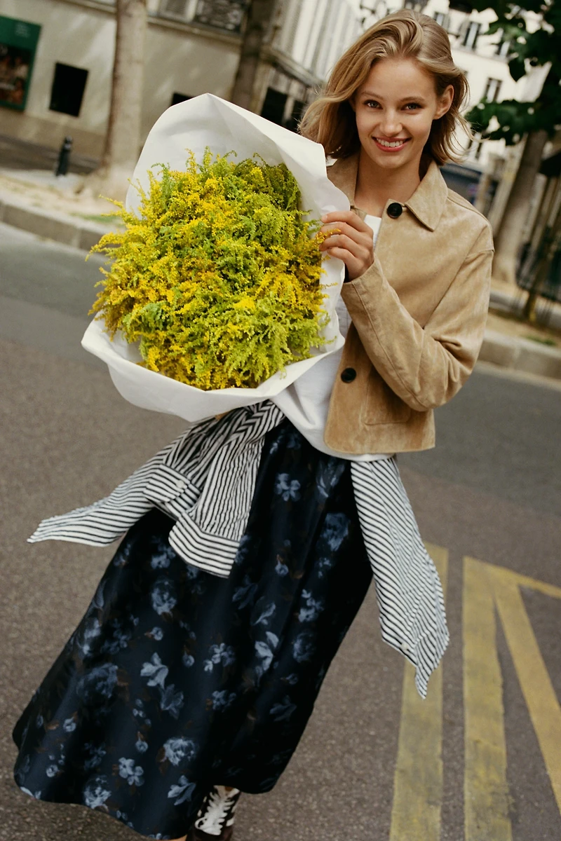 The Jacie Poplin Printed Maxi Skirt by Maeve