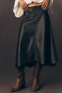 By Anthropologie Faux Leather Midi Skirt