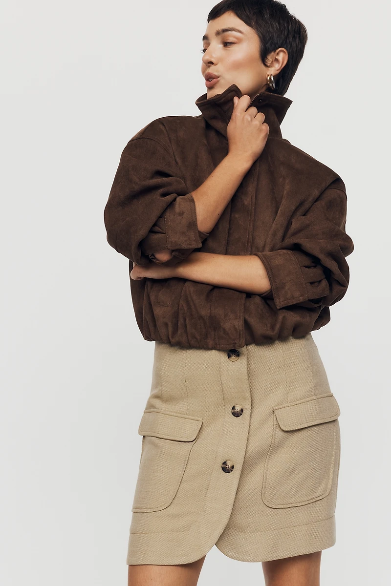 Maeve Layered Suiting Mini Skirt