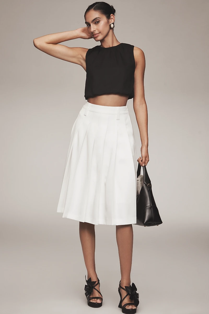 English Factory Pleated Midi Skirt