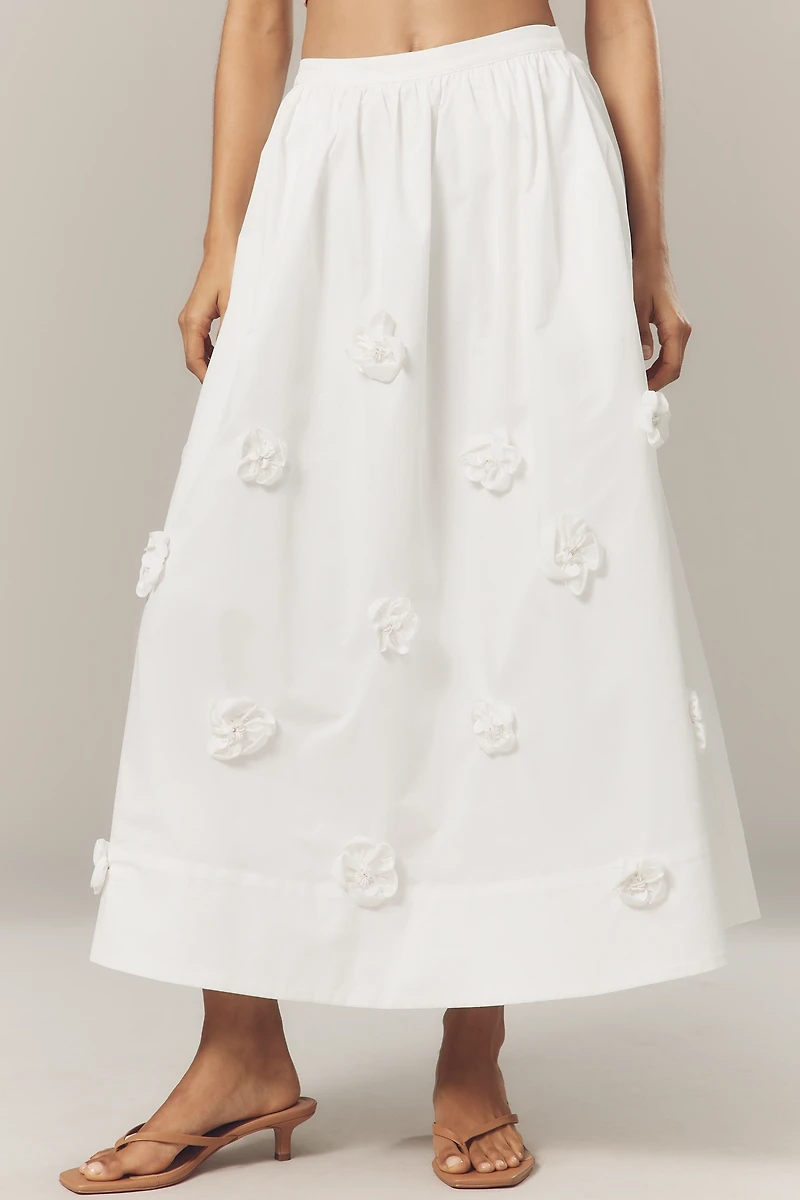English Factory 3D Floral Midi Skirt