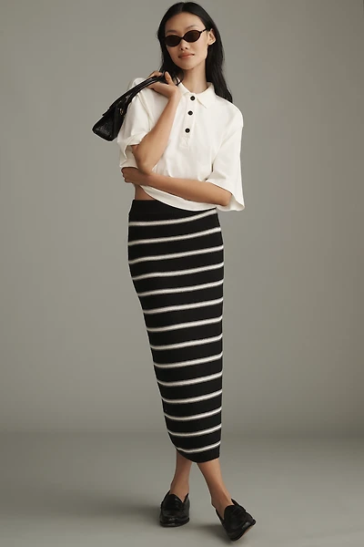 English Factory Fitted Knit Midi Skirt