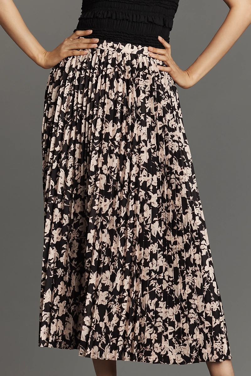 English Factory Pleated Printed Midi Skirt