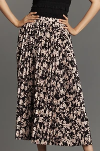 English Factory Pleated Printed Midi Skirt