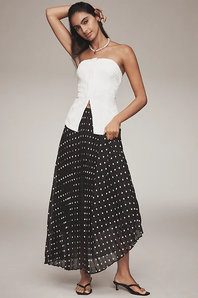 English Factory Polka Dot Pleated Maxi Skirt